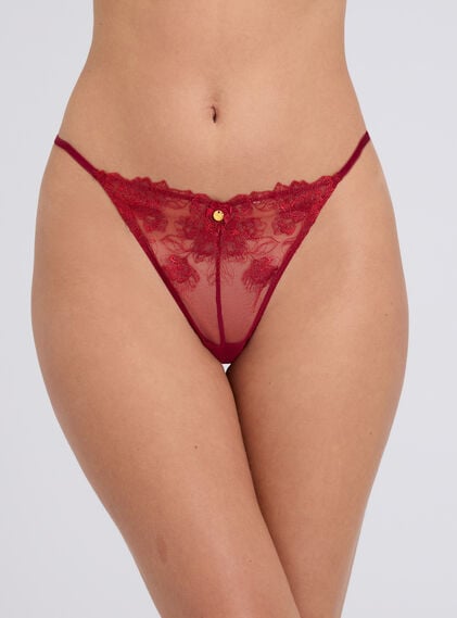 Demi embroidered thong