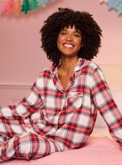 Ivory check cotton pyjamas in a bag