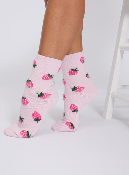 Strawberry fluffy ankle socks