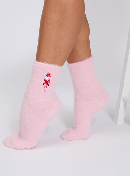 Nutcracker fluffy ankle socks
